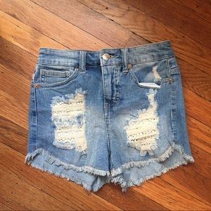 High waisted denim shorts